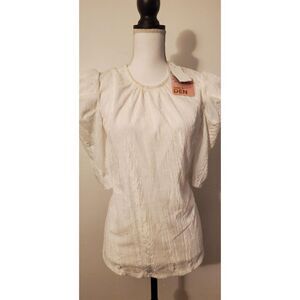 Leyden Short Puff Sleeve Blouse  L Ivory